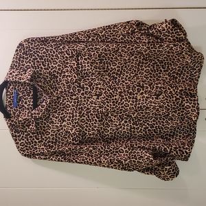 Apt 9 long sleeve button collared leopard print blouse.  Size L